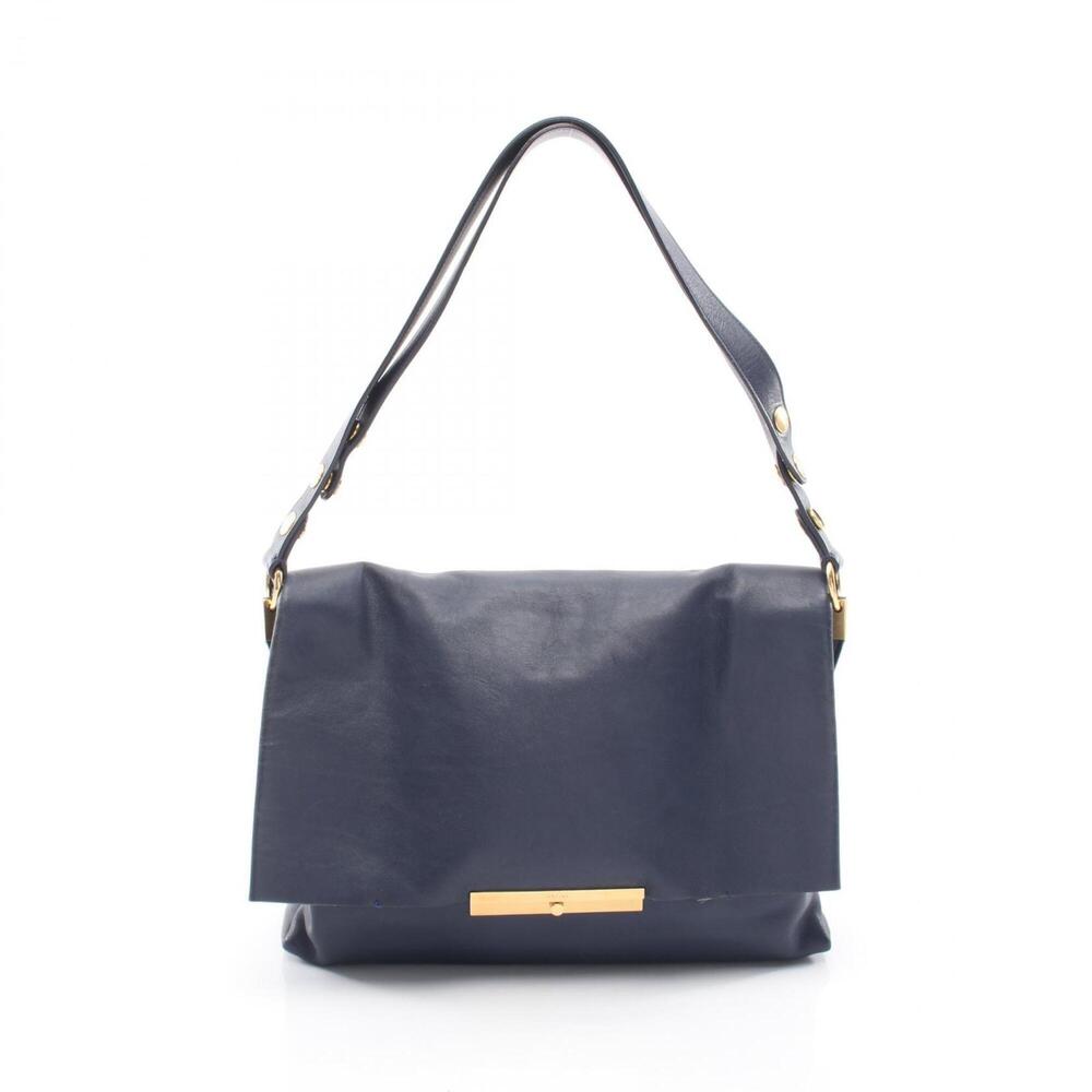 Celine CELINE Blade Shoulder Bag Handbag Leather Women's Navy